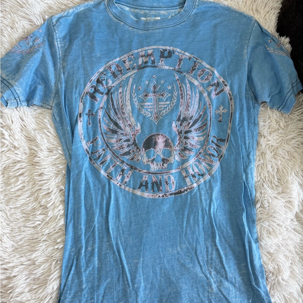 Affliction Blue Graphic Tee